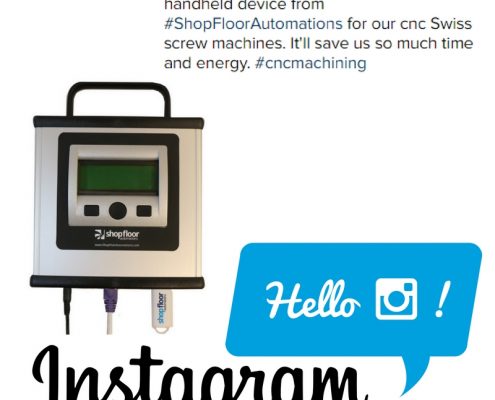 A customer review about the USB Connect Portable posted on Instagram. The review by user aaeroswiss says "Just bought this awesome handheld device from #ShopFloorAutomations for our cnc Swiss screw machines. It'll save us so much time and energy. #cncmachining"