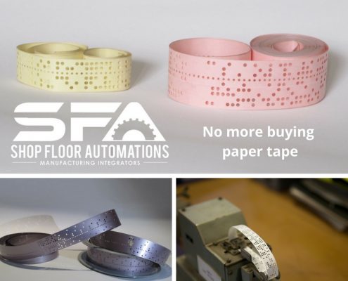 A collage of different types of punch tape with text that reads "No more buying paper tape".