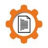 An orange gear with clip art of a Gcode Editor document in the center.