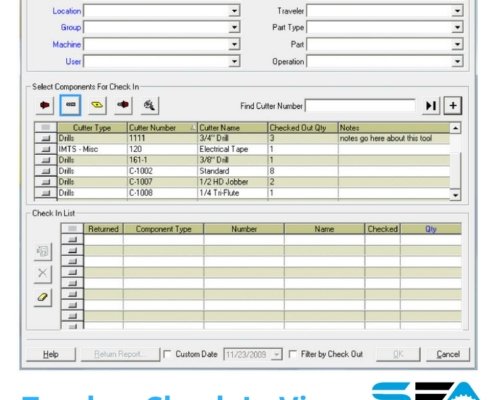 A screenshot of the Predator Tool Tracking software, showing the component check in screen.
