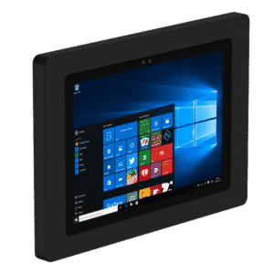 A Windows 10-inch tablet shown at an angle with a black protective Vidabox enclosure and no mount.