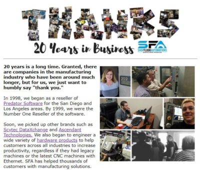 March 2018 Shop Floor Automations Newsletter March 2018 Shop Floor Automations Newsletter