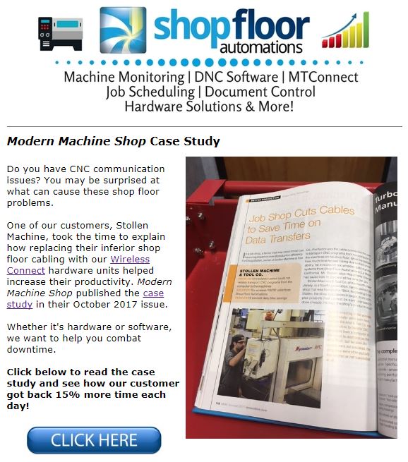 September/October 2017 Shop Floor Automations Newsletter September/October 2017 Shop Floor Automations Newsletter