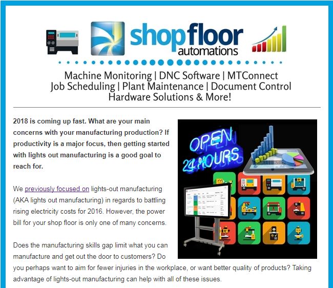 Shop Floor Newsletter – November 2017 – Lights Out Manufacturing Shop Floor Newsletter – November 2017 – Lights Out Manufacturing